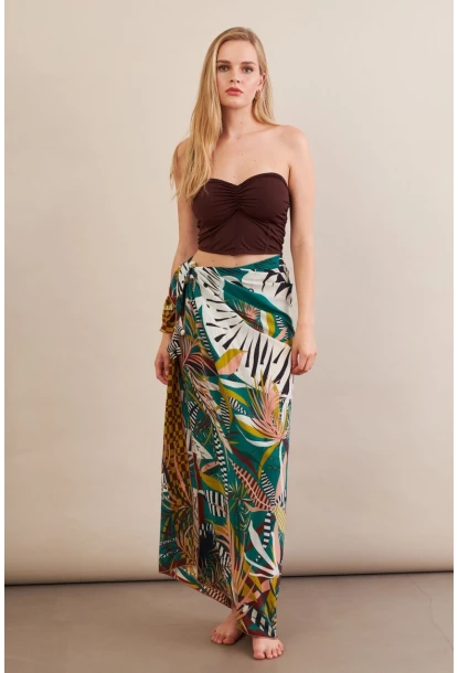 Kadın Kahverengi Korse Dikişli Crop Bluz AN6025