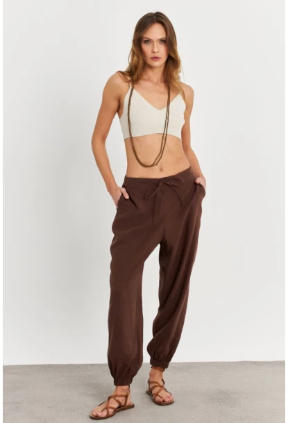 Kadın Kahverengi Kubra Şalvar Pantolon GÇ900