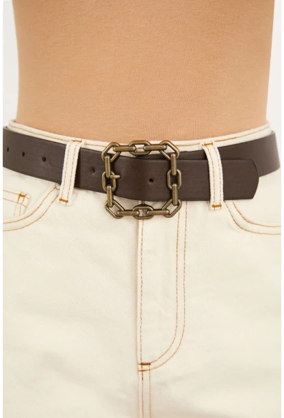 Kadın Kahverengi Tokalı Kemer BE589