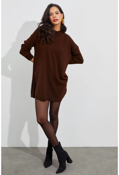 Kadın Kahverengi Triko Tunik YV110