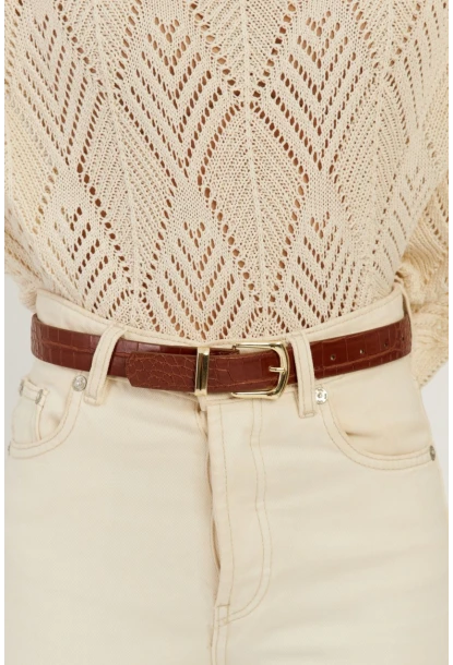 Kadın Kahverengi Yılan Desenli Kemer BE693