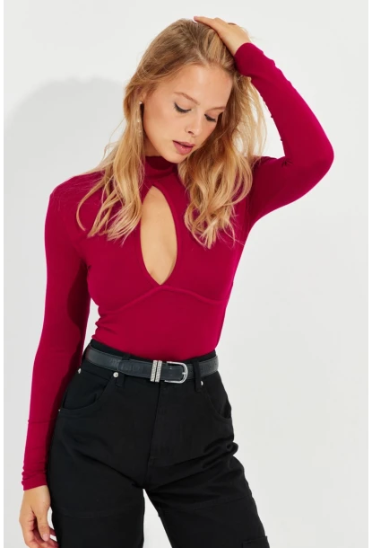 Kadın Kırmızı Önü Damla Bluz LPP1239