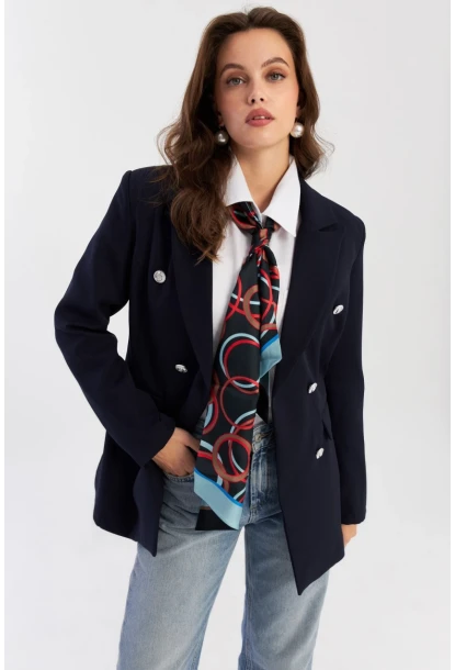 Kadın Lacivert Alt Üst Astarlı Ceket MUF201