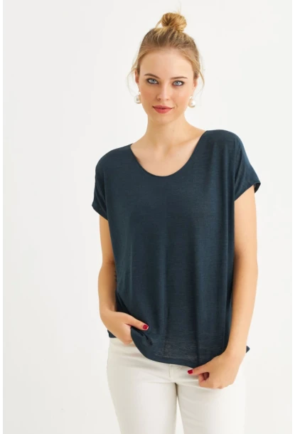 Kadın Lacivert Basic Bluz AYD410