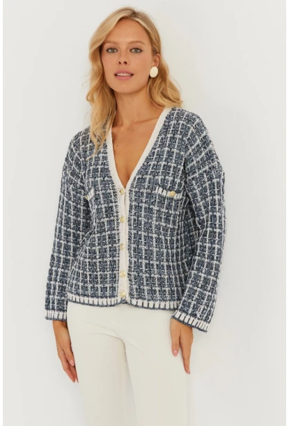 Kadın Lacivert Düğme Detaylı Hırka MİW4461