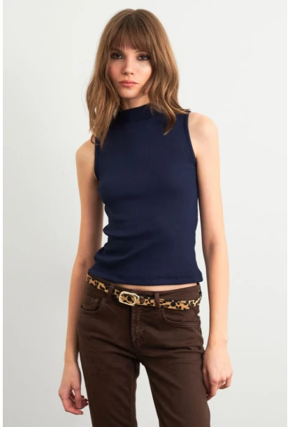 Kadın Lacivert Kolsuz Bluz GA102