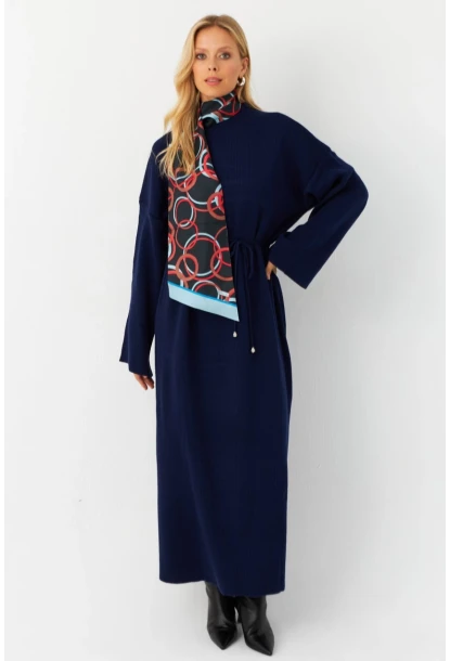 Kadın Lacivert Triko Maxi Elbise MTC3367