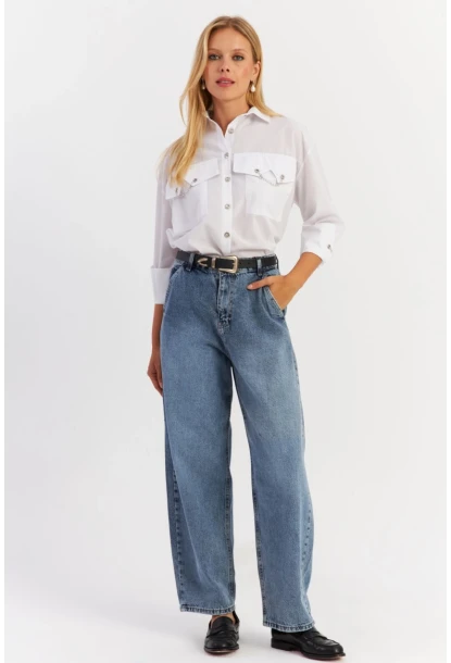 Kadın Mavi Baggy Pantolon AUR2