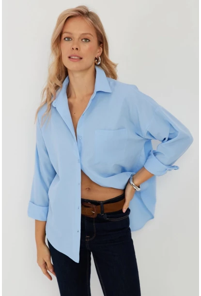 Kadın Mavi Basic Gömlek ZER403