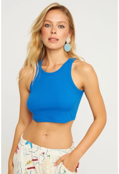 Kadın Mavi Crop Bluz YLE610