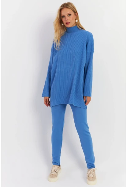 Kadın Mavi Triko Alt Üst Takım NUV9