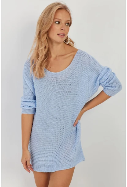 Kadın Mavi Triko Kazak SMT223