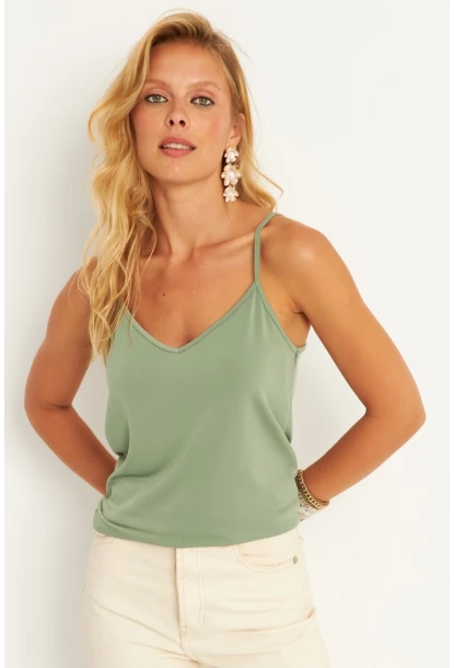 Kadın Mint Askılı Bluz AYD269