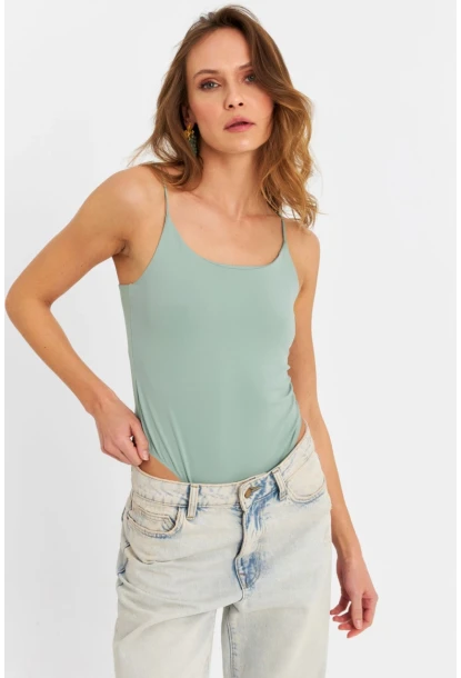 Kadın Mint Çıtçıtlı Body ZH129