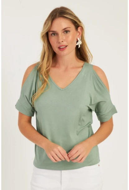 Kadın Mint Degaje Yaka Bluz BR1329