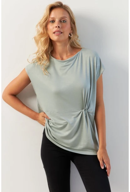 Kadın Mint Önü Düğümlü Bluz AYD348