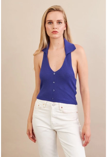 Kadın Mor Sırtı Açık Bluz ZH01-90