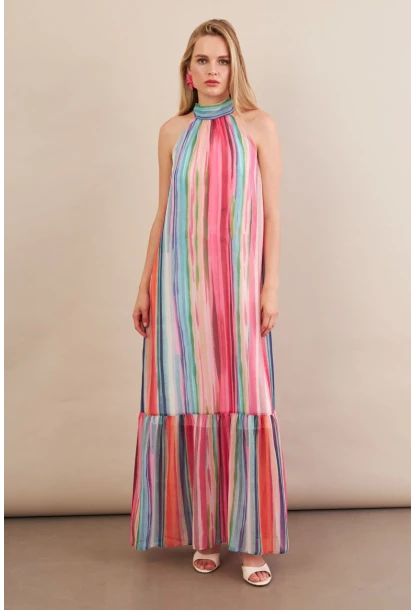 Kadın Multi Astarlı Maxi Şifon Elbise PSG1004