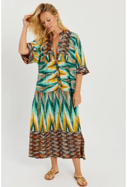 Kadın Multi Desenli Salaş Maxi Elbise GÇ166