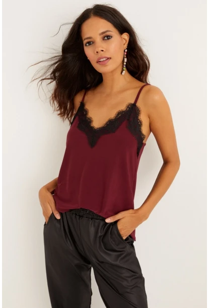 Kadın Mürdüm Dantelli Atlet LPP5008