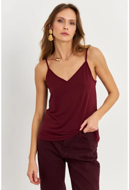 Kadın Mürdüm Degaje Yaka Bluz LPP1286