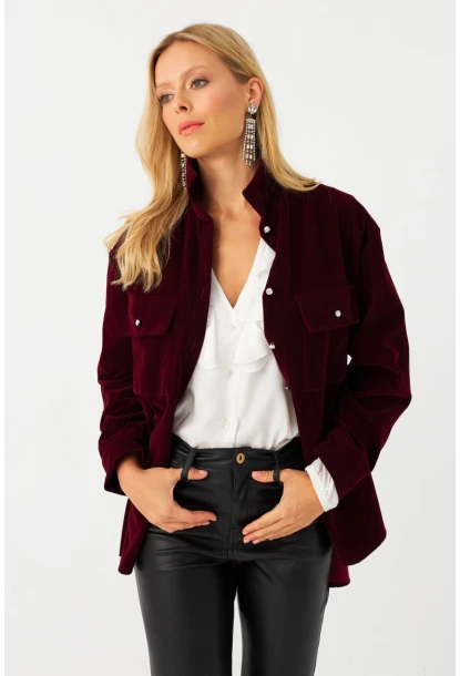 Kadın Mürdüm Süet Gömlek CAR1074