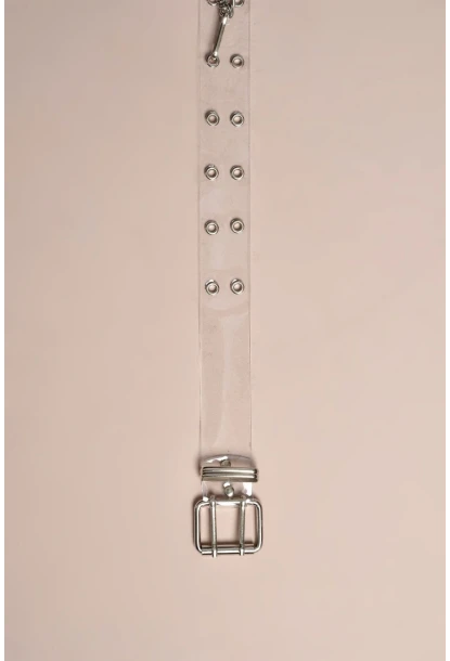 Kadın No Color Kuş Gözlü Zincirli Şeffaf Kemer BE369