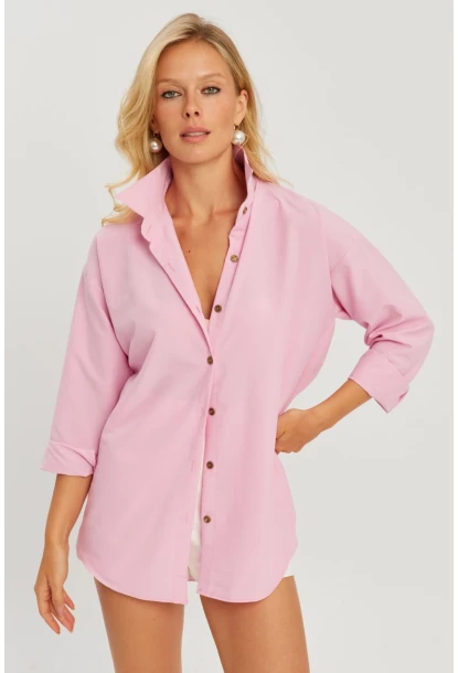 Kadın Pembe Gömlek Q987