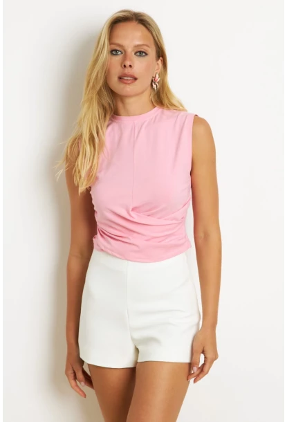 Kadın Pembe Kruvaze Bluz YZ1105