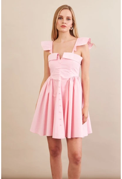 Kadın Pembe Midi Dokuma Elbise PSG1010