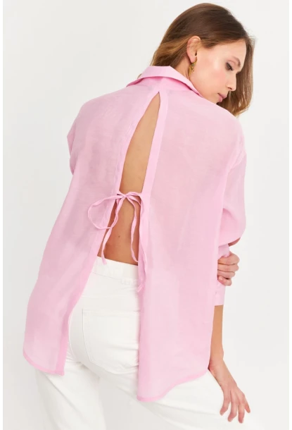 Kadın Pembe Sırtı Açık Gömlek MOD2369-90