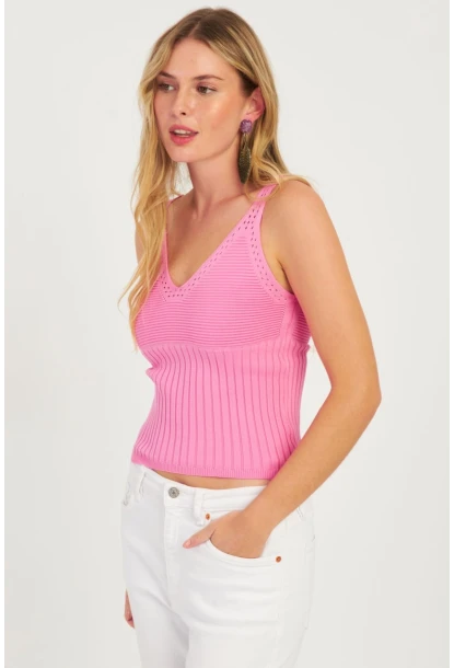 Kadın Pembe Triko Bluz SMT225