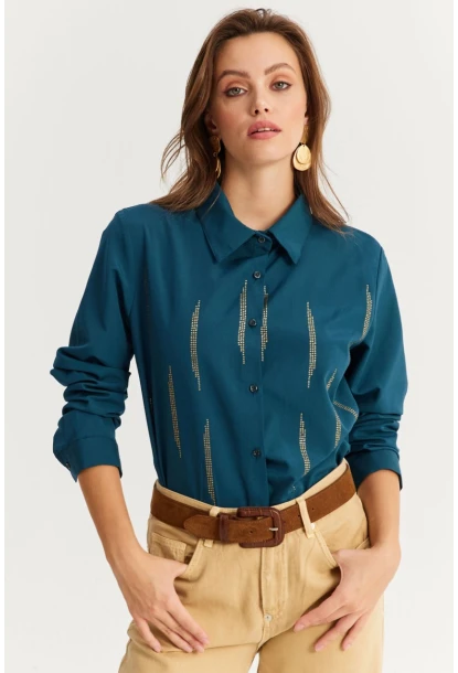 Kadın Petrol Taşlı Gömlek ZER412