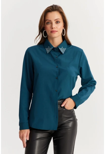 Kadın Petrol Yakası Taşlı Gömlek ZER413