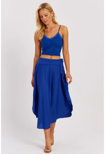 Kadın Saks Asimetrik Etek LV176