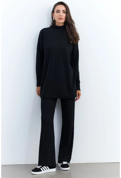 Kadın Siyah Alt Üst Pantolon Takım MTF28