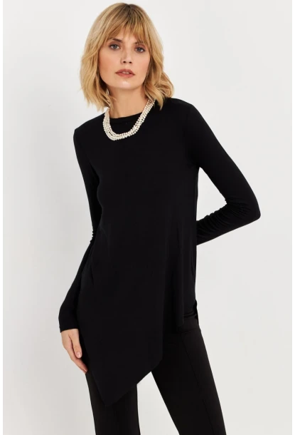 Kadın Siyah Asimetrik Tunik MLPP1186-1
