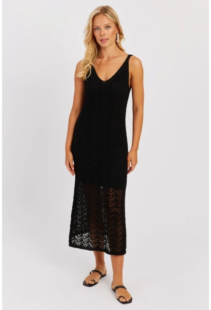 Kadın Siyah Askılı Astarlı Elbise YZ629