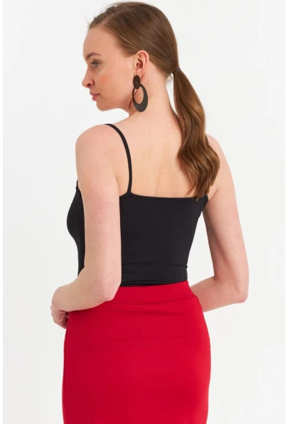 Kadın Siyah Askılı Basic Atlet FLS06