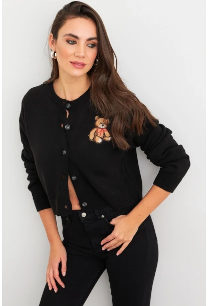 Kadın Siyah Ayıcıklı Hırka TEM99