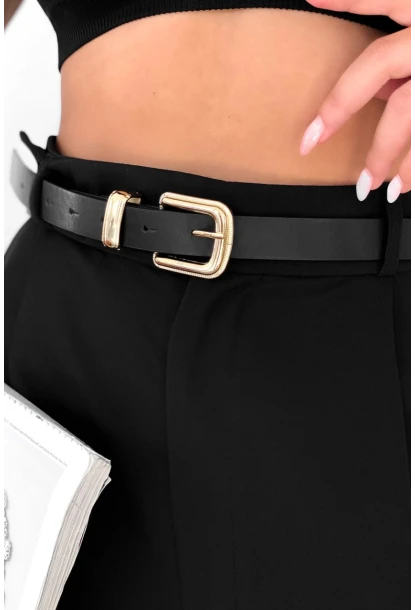 Kadın Siyah Basic Gold Tokalı Kemer BE654