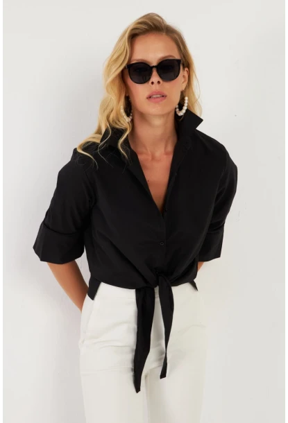 Kadın Siyah Basic Gömlek ZER409