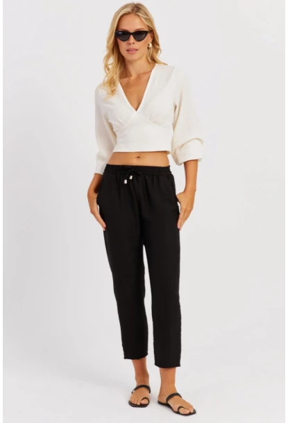 Kadın Siyah Beli Lastikli Pantolon GÇ161