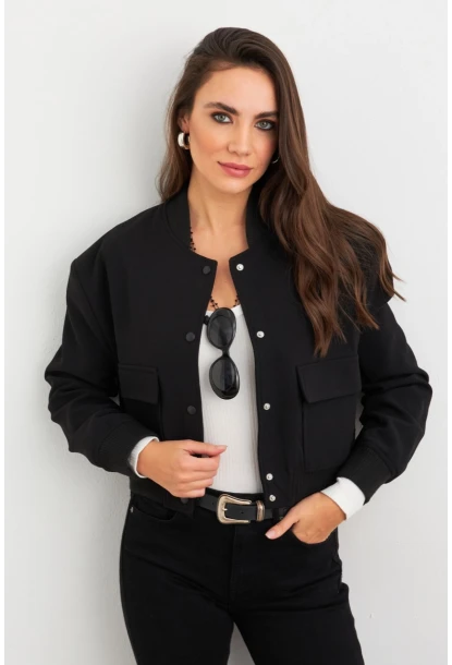 Kadın Siyah Bomber Ceket QRS8375