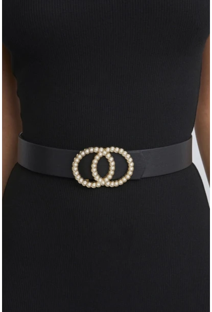 Kadın Siyah Çift Tokalı Kemer BE516