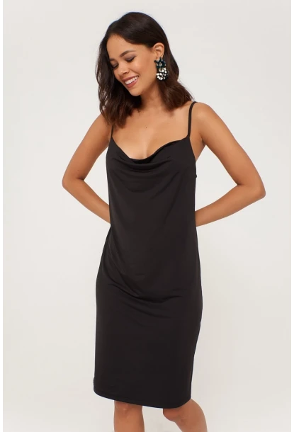 Kadın Siyah Degaje Yaka Elbise LPP1130