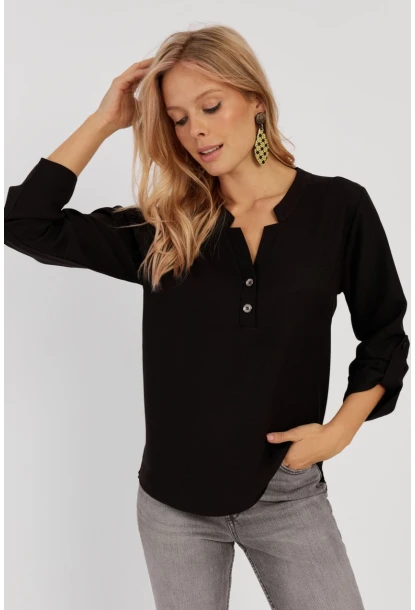 Kadın Siyah Düğmeli Bluz BR1320