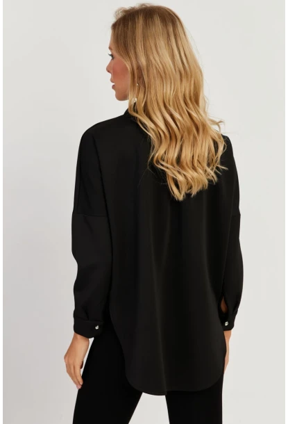 Kadın Siyah Fermuarlı Skuba Gömlek KED5002-90