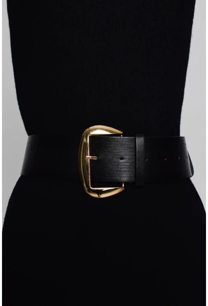 Kadın Siyah Gold Tokalı Kemer BE312