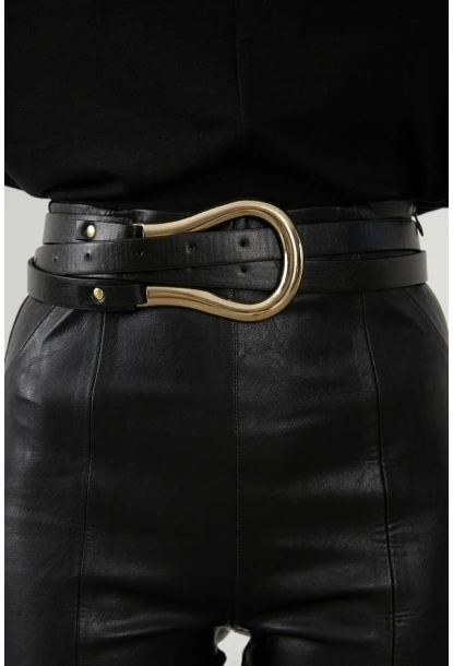 Kadın Siyah Gold Tokalı Kemer BE454